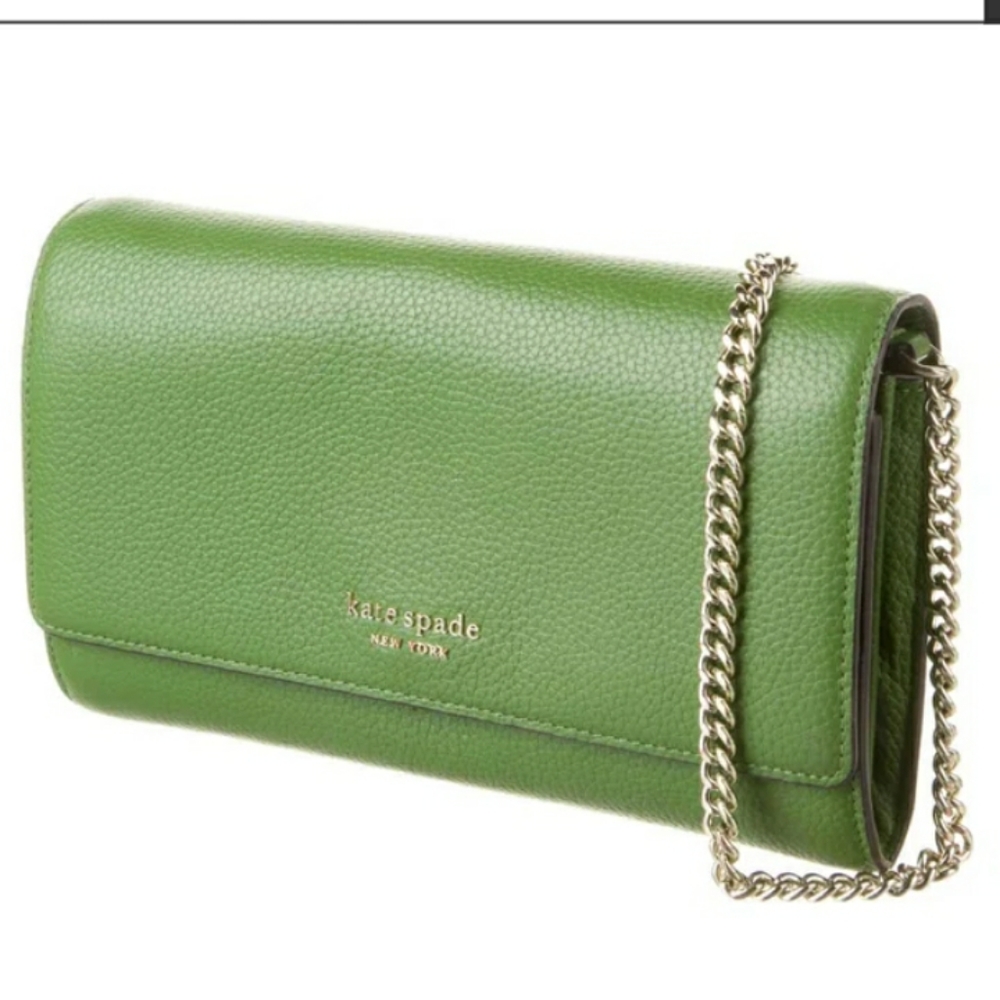 KATE SPADE ♠️ NEW YORK LINK LEATHER CROSSBODY BAG 💚 ( GREEN ) ..... - Picture 12 of 16